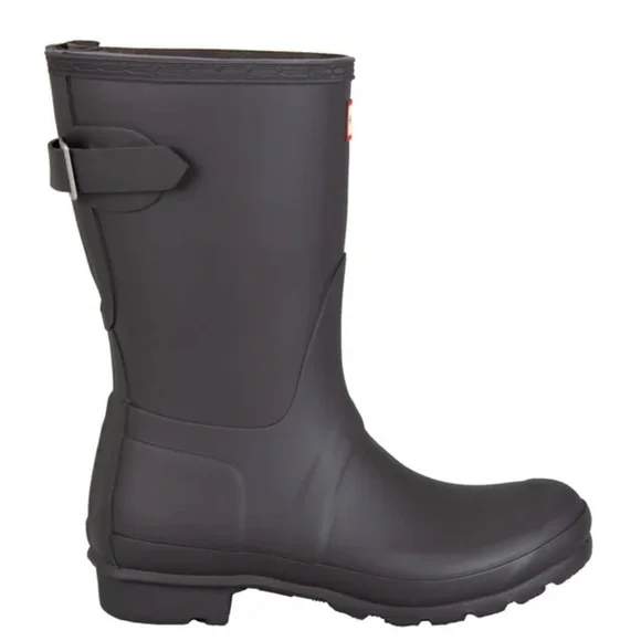 Hunter Women’s Original Short Back Adjustable Rain Boots 7 Black Waterproof NWT - Picture 2 of 5